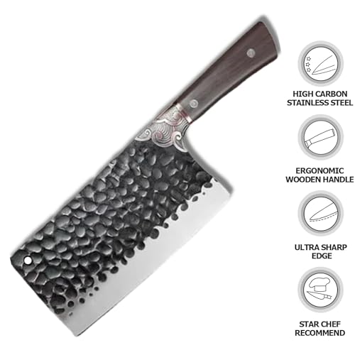 Machado Stainless Steel Professional Damascus Knife With Stylish Vintage Bolster, Full Tang Rivet Fixed Heavy Duty Butcher Knife - Image 5