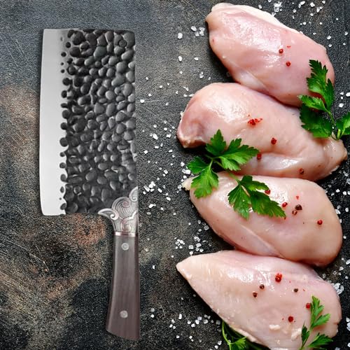 Machado Stainless Steel Professional Damascus Knife With Stylish Vintage Bolster, Full Tang Rivet Fixed Heavy Duty Butcher Knife - Image 3