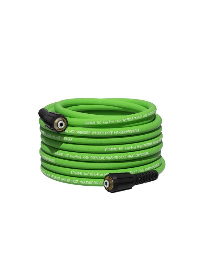 SITIMIMIL 1/4 Pressure Washer Hose 25 FT, 3100 PSI Kink Resistant Super Flexible Power Washer Hose for Pressure Washer, Universal Extension Hoses Replacement for Gas & Electric, Compatible with M22 14mm - Image 1