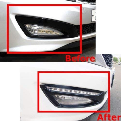 iJDMTOY Xenon White LED Daytime Running Lights Compatible With 11-13 Kia Optima w/Glossy Black Bezel Covers, Direct Replacement DRL Bezel Assembly Powered by 12 Pieces High Power LED Bulbs Each Lamp - Image 2