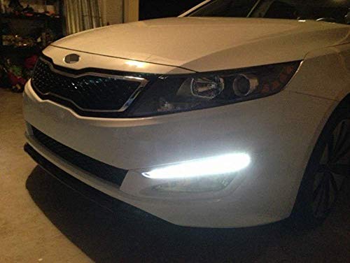 iJDMTOY Xenon White LED Daytime Running Lights Compatible With 11-13 Kia Optima w/Glossy Black Bezel Covers, Direct Replacement DRL Bezel Assembly Powered by 12 Pieces High Power LED Bulbs Each Lamp - Image 4