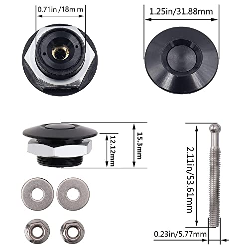 ANJOSHI 4Pack Quick Release Latch Lock Clip Push Button Bonnet Kit 1.25in/32mm Diameter Universal Aluminum Alloy Quick Latch Lock for Auto Car Bumper License Plate Hood or Various DIY(4Pack-Black) - Image 3