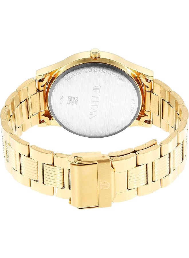 تيتان ساعة كاريشما للرجال من الفولاذ المقاوم للصدأ بمينا أخضر تناظرية 1650Ym08 رقم 1650Ym08 لون السوار ذهبي - Image 2