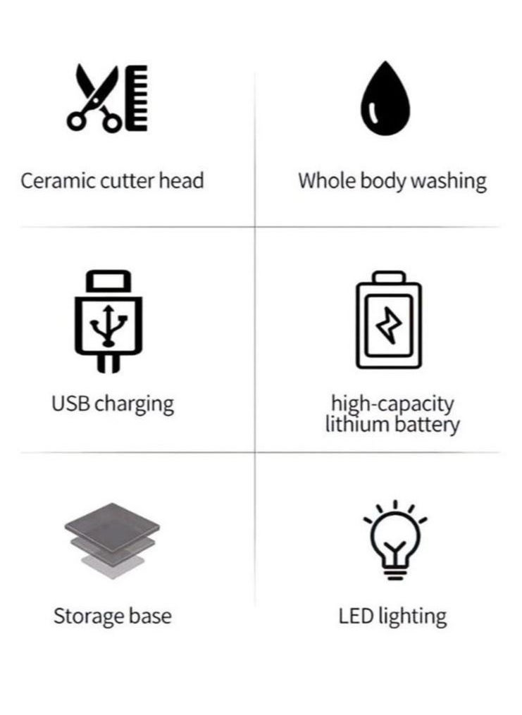 باس تيك - ماكينة حلاقة للمناطق الحساسة وشعر الجسم مزودة باضاءة LED ومقاومة للماء بدرجة IPX7 تصلح للاستخدام الجاف والرطب راس شفرة من السيراميك الناعم - Image 1