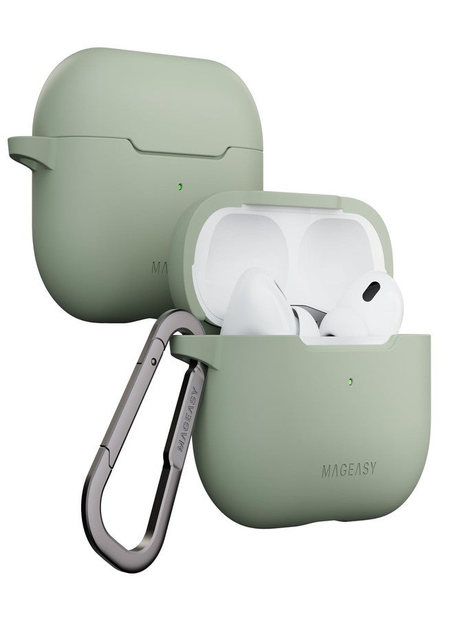 MAGEASY Designed for AirPods Pro 2 Case - Shockproof Protective Case for AirPods Pro & Pro 2, Stain-Resistant, Smooth & Skin-Friendly, Support Wireless Charging - Skin (Desert Green) - Image 1