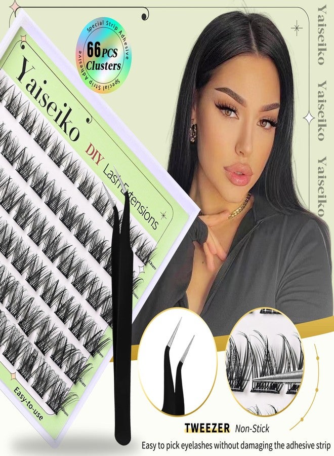 Yaiseiko Self Adhesive Lashes Clusters Kit Wispy Eyelash Extension Self Adhesive Eyelashes Reusable Press on Lashes No Glue Needed lash Clusters Kit 10-18mm C Curl Individual Lashes(B03 Kit,66Pcs) - Image 4