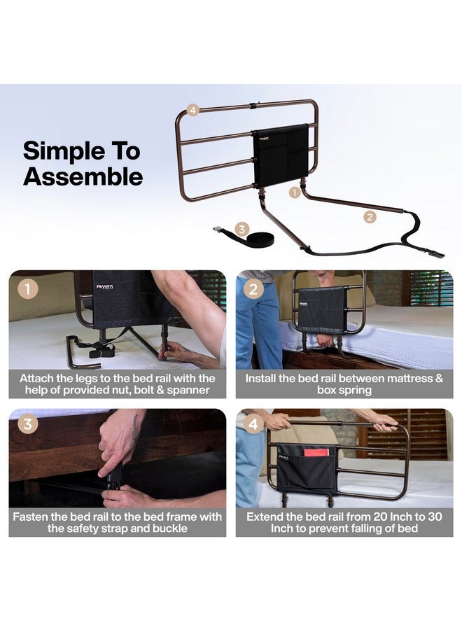 FOVERA Adjustable Bed Safety Rail for Adults, Elderly, Seniors & Surgery Patients - Assist Bar with Storage Pocket for Fall Prevention, Fits Any Bed & Eases Getting in & Out of Bed (Made in India) - Image 5