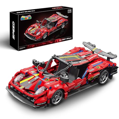 Nueris 118 Technic Super Sports Cars Model Sets 426 PCS Red MOC Building Block Car Raceing Engineering Toys Gift Idea for Adults Boys Girls for Play and Display Collection - Image 1