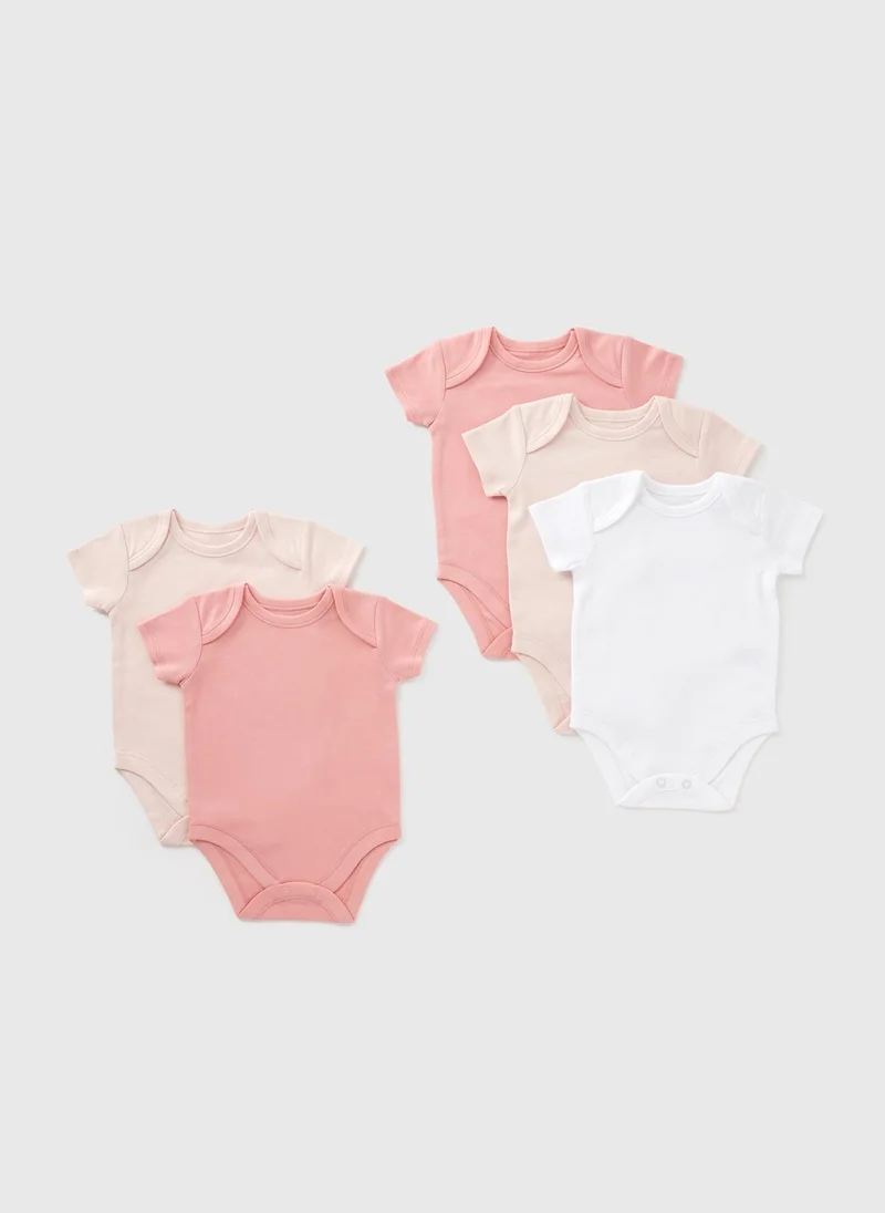 Matalan 5 Pack Baby Pink Bodysuits