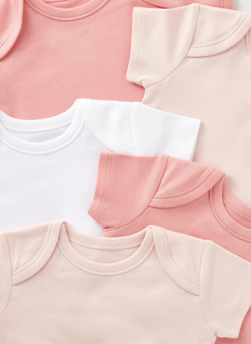 Matalan 5 Pack Baby Pink Bodysuits