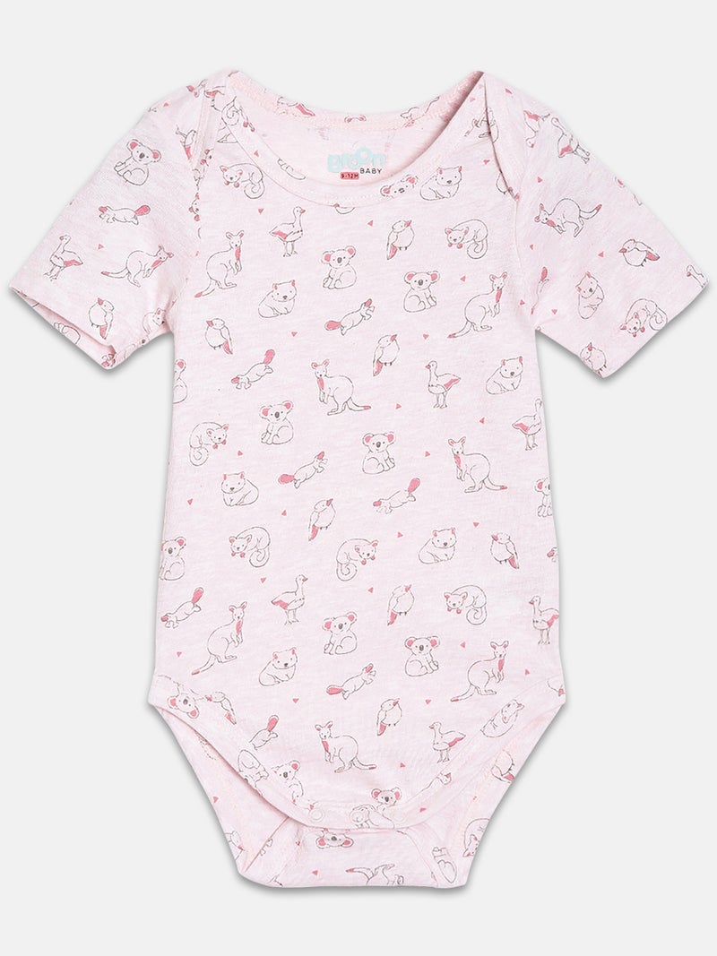 Broon Infant Girls White and Pink Printed Pure Organic Cotton Bodysuit Pack of 2 - Image 3