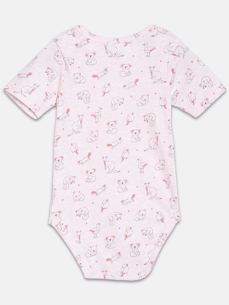 Broon Infant Girls White and Pink Printed Pure Organic Cotton Bodysuit Pack of 2 - Image 5