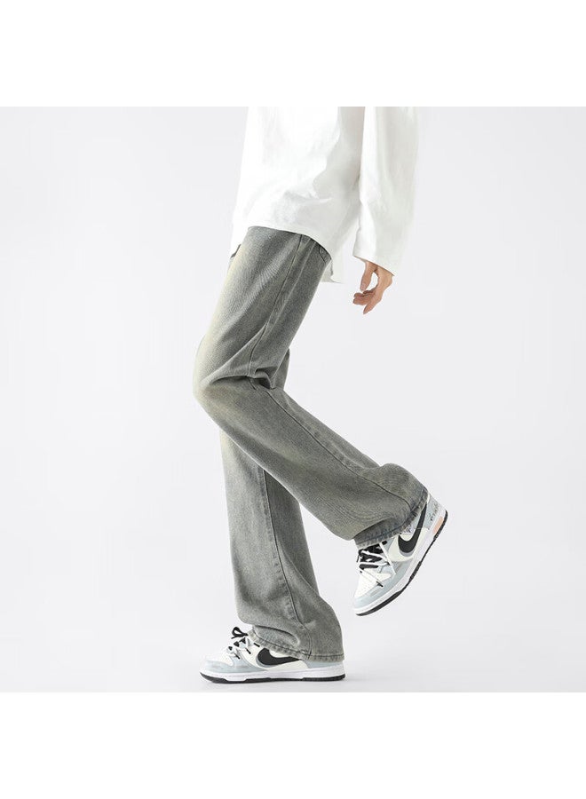 Swamp Area American High Street Trendy Jeans For Men And Women, Spring And Autumn Versatile Slightly Flared Slimming Pants K151 Mud Yellow Color Size L - Image 4
