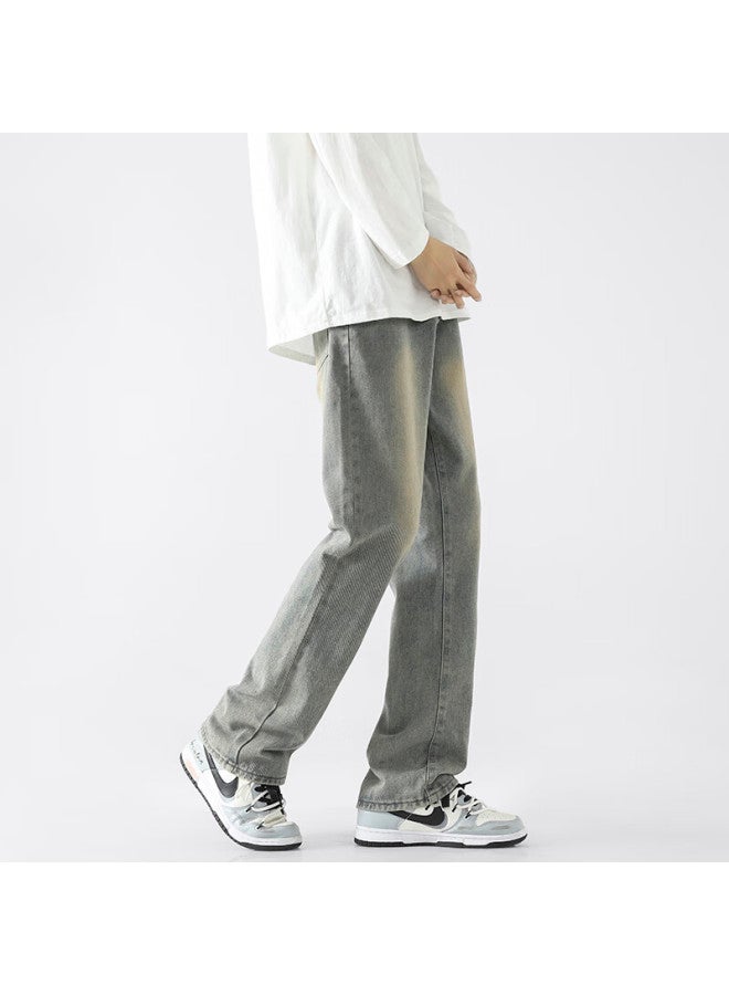 Swamp Area American High Street Trendy Jeans For Men And Women, Spring And Autumn Versatile Slightly Flared Slimming Pants K151 Mud Yellow Color Size L - Image 2