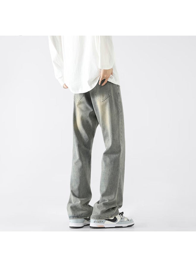 Swamp Area American High Street Trendy Jeans For Men And Women, Spring And Autumn Versatile Slightly Flared Slimming Pants K151 Mud Yellow Color Size L - Image 5