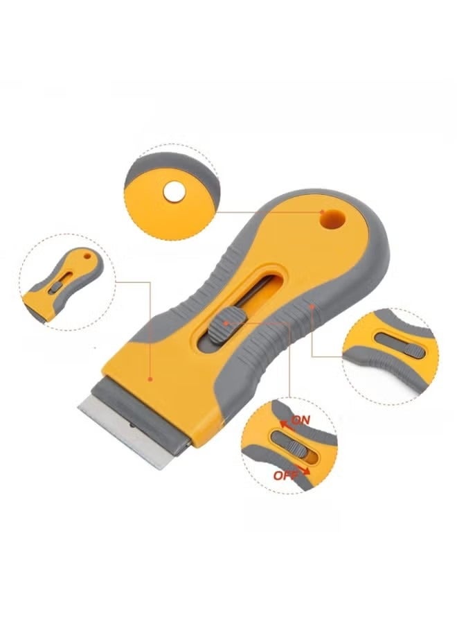 3 PCS Cleaning scraper: Multi-Surface Cleaning Tool for Glass, Ceramic Cooktops, Ovens, Glass Top Stoves and  Removes Burned-On Food, Tough Stains, Dirt, Stickers, and Paint（10 Extra Blades） - Image 3