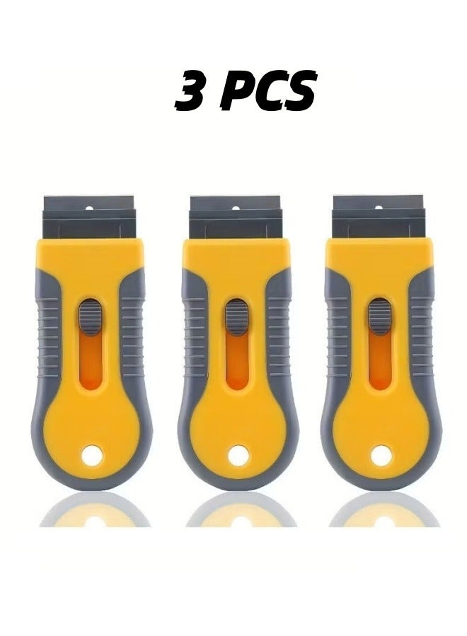3 PCS Cleaning scraper: Multi-Surface Cleaning Tool for Glass, Ceramic Cooktops, Ovens, Glass Top Stoves and  Removes Burned-On Food, Tough Stains, Dirt, Stickers, and Paint（10 Extra Blades） - Image 1