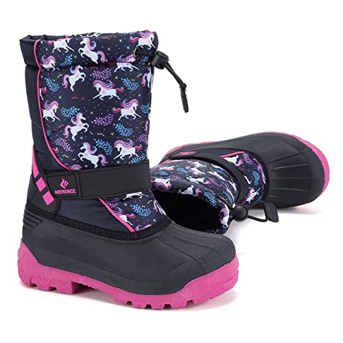 CIOR Kids Snow Boots for Boys Girls Toddler Winter Outdoor Boots Waterproof with Fur Lined(Toddler/Little Kids) Du Black-31 - Image 2