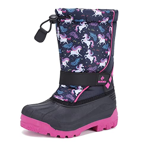 CIOR Kids Snow Boots for Boys Girls Toddler Winter Outdoor Boots Waterproof with Fur Lined(Toddler/Little Kids) Du Black-31 - Image 1