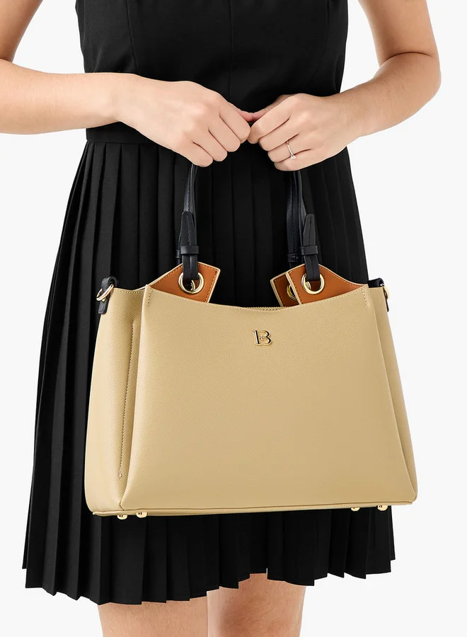 Flora Bella By Shoexpress Solid Tote Bag with Detachable Strap and Zip Closure