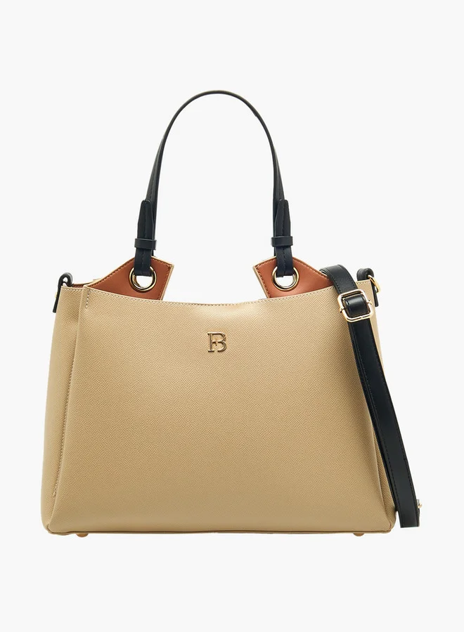 Flora Bella By Shoexpress Solid Tote Bag with Detachable Strap and Zip Closure
