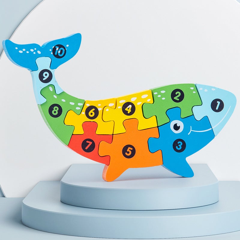 Wooden Early Education Cognitive Digital Children'S Educational Toys Accumulation Animal Traffic Shape Matching 3D Three-Dimensional Puzzle - Image 5