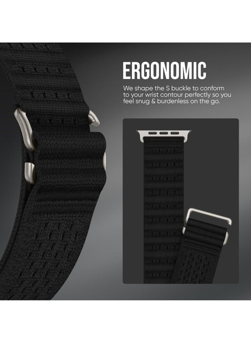 Sport Durable Rugged Watch Band Designed for Apple Watch Ultra 1/2 49mm 46mm 45mm 44mm 42mm, Soft Stretchy Mesh Nylon Loop Strap with S-Hook for iwatch Series 10 9 8 7 6 5 4 3 2 1 SE - Image 3