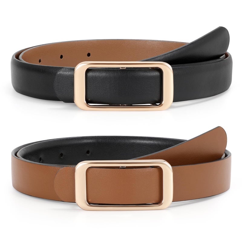 JASGOOD Women Reversible Leather Belt for Pants Jeans Ladies Waist Belt for Dresses - Image 1