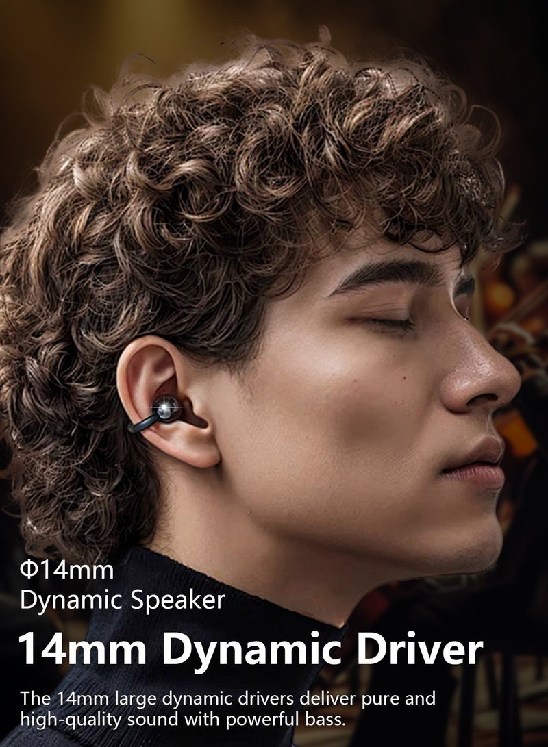 DUDAO U20 Open-Ear Wireless Earbuds with Bluetooth 5.4, Lightweigh-Ivoryt Clip-On Headphones with Ear Hooks, 30H Battery Life, IP54 Waterproof, Ideal for Sports, Running and Clear Calls – White - Image 5