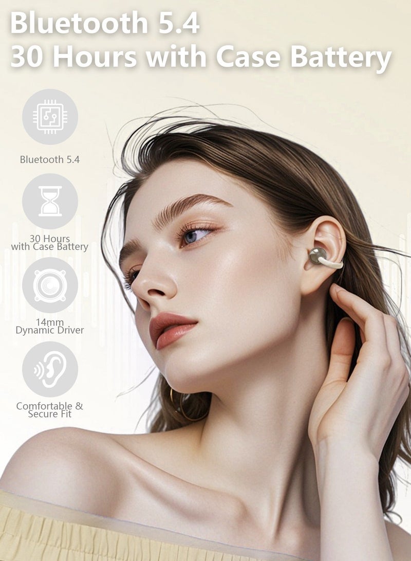 DUDAO U20 Open-Ear Wireless Earbuds, Bluetooth 5.4 Lightweight Clip-On Headphones with Ear Hooks, 30H Battery Life, IP54 Waterproof, Ideal for Sports, Running and Clear Calls – White - Image 5