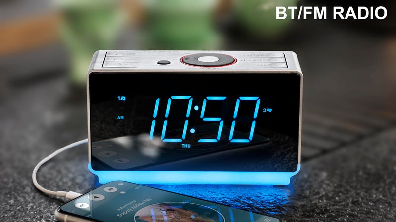 iTOMA Alarm Clock Radio with Bluetooth Speaker, FM Radio, Dual Alarm with Snooze, Large LED Display, Dimmer Control, USB Charging Output and Night Light CKS708 - Image 2