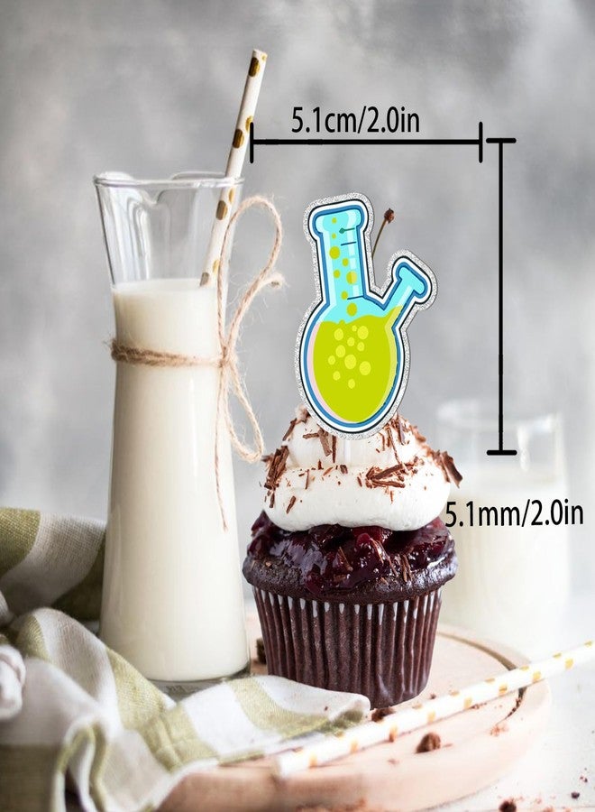 LETLIMIT 18pcs Colorful Glitter Dessert Cupcake Topper Chemistry Experiments Theme Decor Supplies Boys Girls Baby Shower Happy Birthday Party Decorations - Image 2