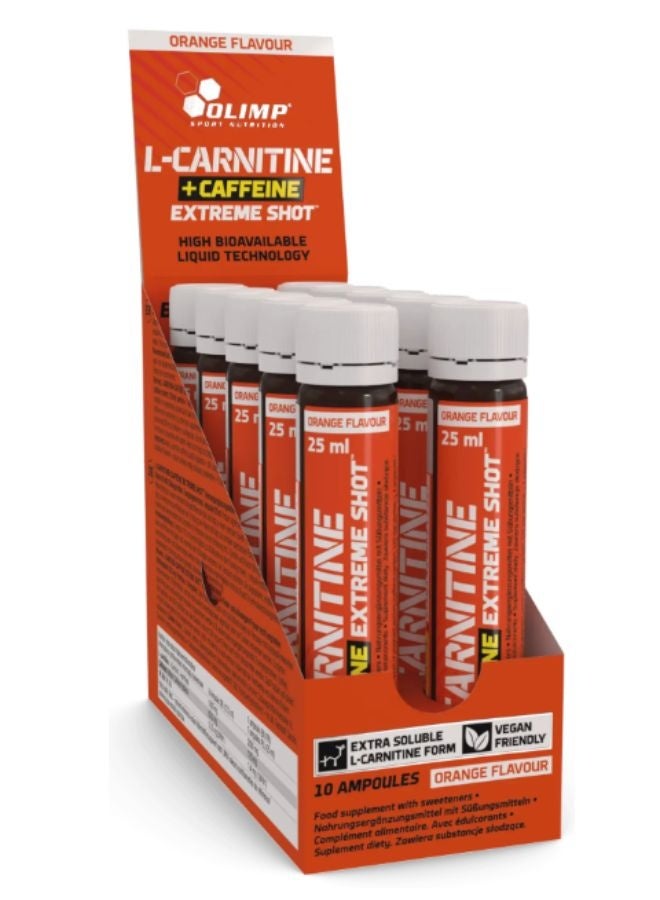 Olimp L-Carnitine + Caffeine Extreme Shot – 10 x 25 ml Orange Flavour