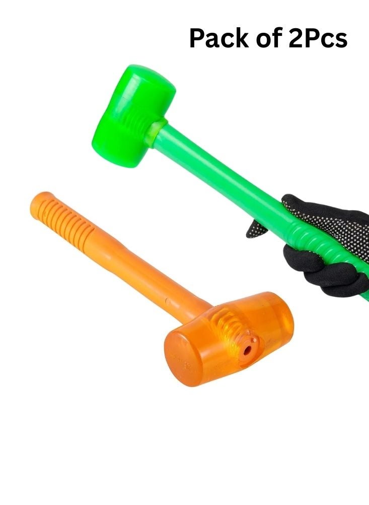 مجموعة مطرقة مطاطية شديدة التحمل - برتقالي وأخضر (عبوة من قطعتين)