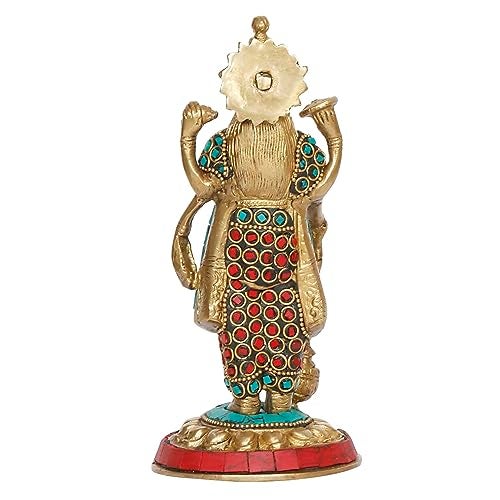 Kartique Brass Idol of Lord Bhagwan Vishnu Narayan for Home Decor in Multicolor Height 7 Inch - Image 4
