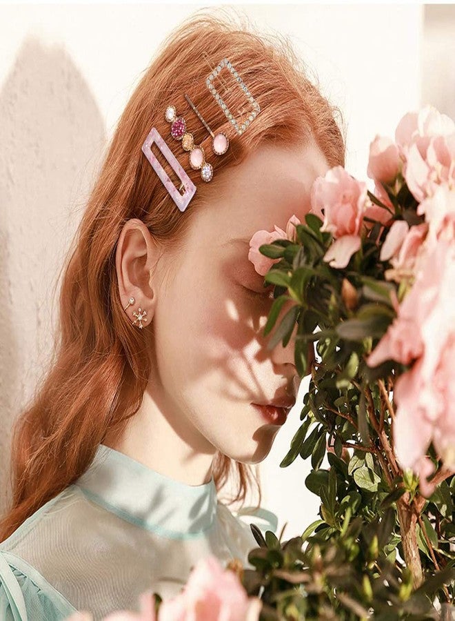 DealFry Korean Fashion Clear Rhinestone Hair Clips for Women & Girl, rectangle shape Snap Barrettes Handmade studded diamond hairpin Headwear Accessories Styling Tool for Party Wedding (12 Pcs) - Image 4