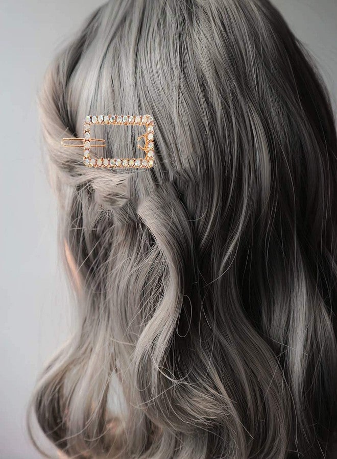 DealFry Korean Fashion Clear Rhinestone Hair Clips for Women & Girl, rectangle shape Snap Barrettes Handmade studded diamond hairpin Headwear Accessories Styling Tool for Party Wedding (12 Pcs) - Image 2