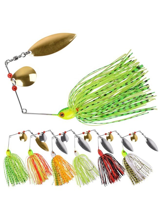 OROOTL Spinner Baits Bass Fishing Lures Kit, 6pcs Spinnerbait Hard Metal Swim Jigs Buzzbait Multicolor Spinner Baits for Bass Trout Salmon Pike Freshwater Saltwater Fishing - Image 1