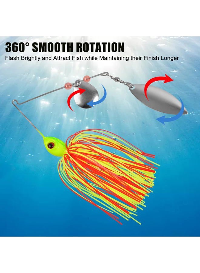 OROOTL Spinner Baits Bass Fishing Lures Kit, 6pcs Spinnerbait Hard Metal Swim Jigs Buzzbait Multicolor Spinner Baits for Bass Trout Salmon Pike Freshwater Saltwater Fishing - Image 3