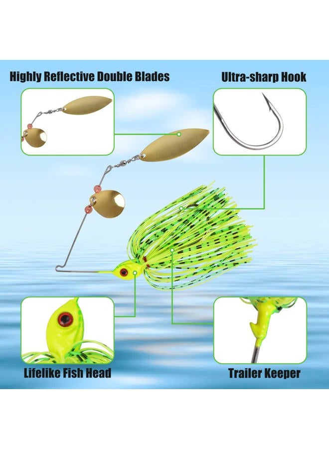 OROOTL Spinner Baits Bass Fishing Lures Kit, 6pcs Spinnerbait Hard Metal Swim Jigs Buzzbait Multicolor Spinner Baits for Bass Trout Salmon Pike Freshwater Saltwater Fishing - Image 2