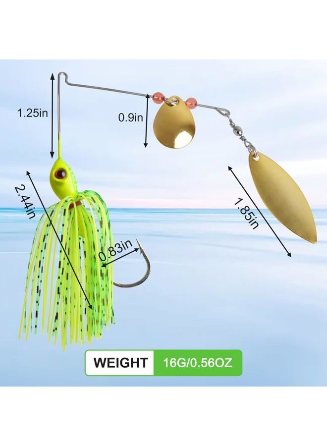 OROOTL Spinner Baits Bass Fishing Lures Kit, 6pcs Spinnerbait Hard Metal Swim Jigs Buzzbait Multicolor Spinner Baits for Bass Trout Salmon Pike Freshwater Saltwater Fishing - Image 4