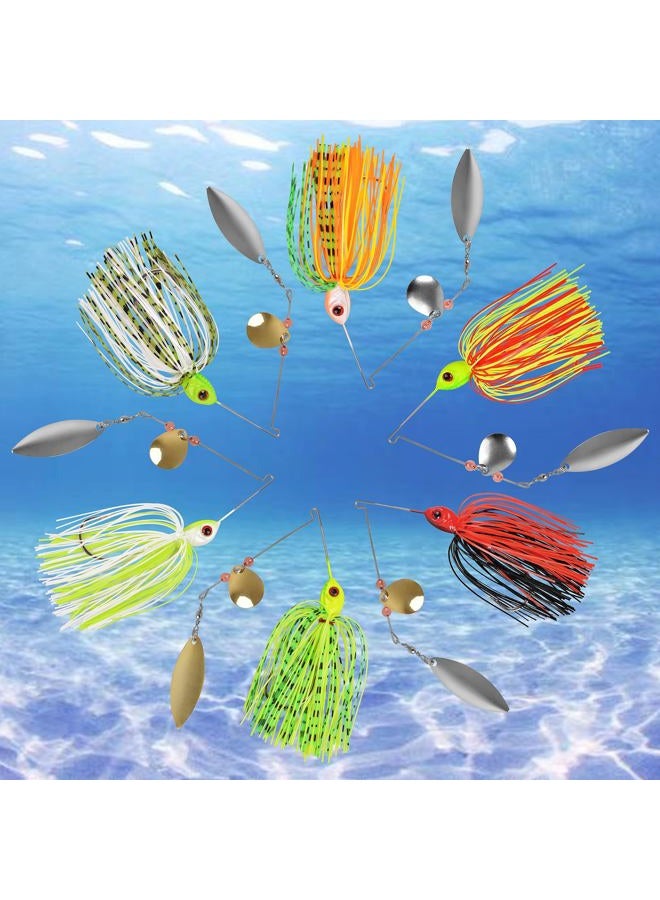 OROOTL Spinner Baits Bass Fishing Lures Kit, 6pcs Spinnerbait Hard Metal Swim Jigs Buzzbait Multicolor Spinner Baits for Bass Trout Salmon Pike Freshwater Saltwater Fishing - Image 5