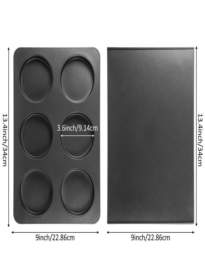 JOUTYFOR 6 Cup Straight Side Jumbo English Muffin Cupcake Pan with Lid Hamburger Burger Bun Egg Sandwich Frittata Cinnamon Roll Focaccia Quiche Pancake Nonstick Baking Tin Tray Mold - Image 2