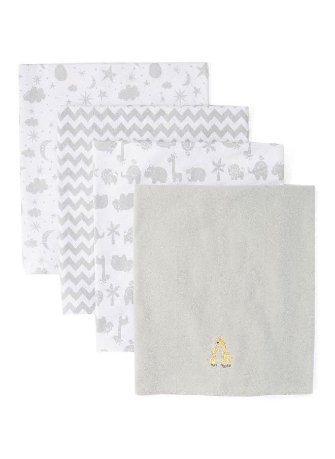 Spasilk Spasilk Receiving Baby Blanket, 100% Cotton Flannel Blanket, Pack of 4, Gray Giraffe  - Image 1