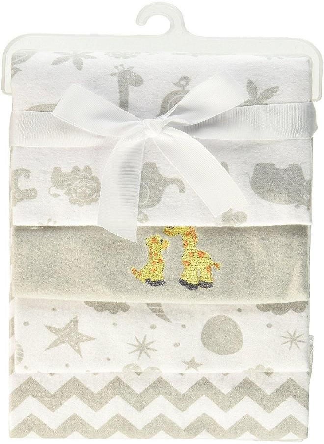 Spasilk Spasilk Receiving Baby Blanket, 100% Cotton Flannel Blanket, Pack of 4, Gray Giraffe  - Image 2