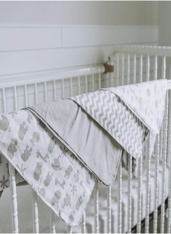 Spasilk Spasilk Receiving Baby Blanket, 100% Cotton Flannel Blanket, Pack of 4, Gray Giraffe  - Image 3