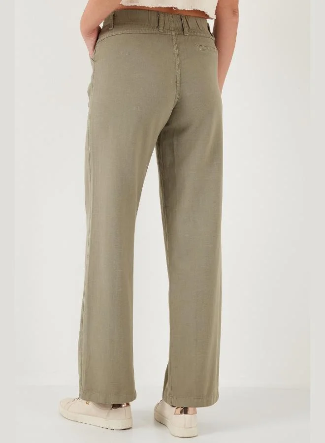 Lela  Lela Cotton Standard Fit High Waist Wide Leg Pants Women's TROUSERS 668YP5193 for Women | Best Price UAE