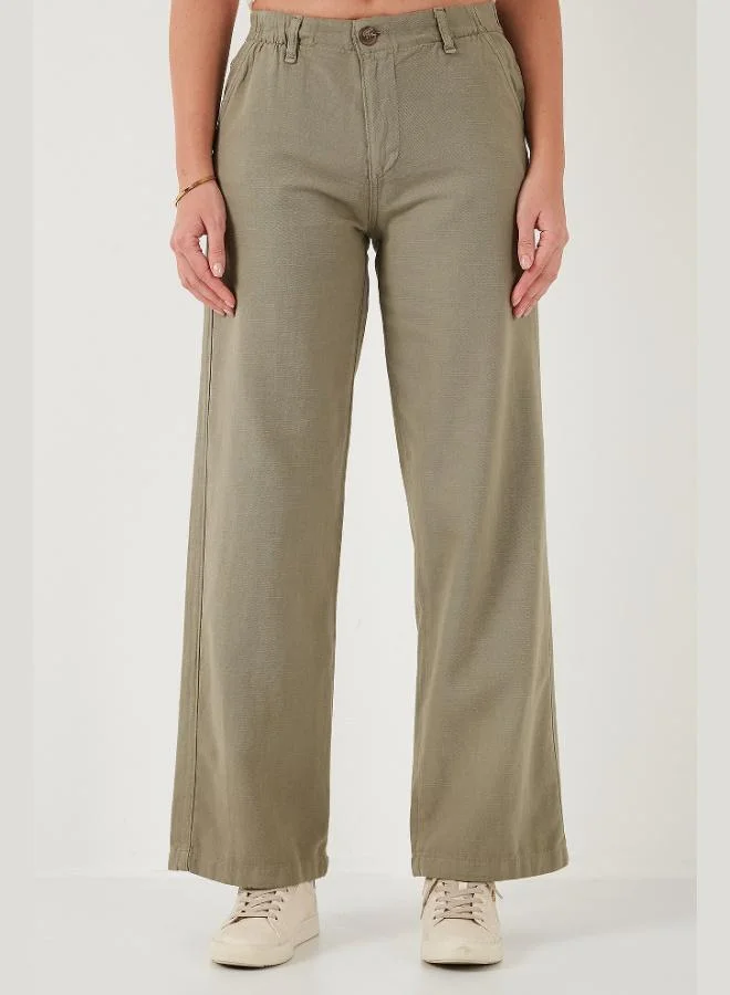 Lela Lela Cotton Standard Fit High Waist Wide Leg Pants Women's TROUSERS 668YP5193