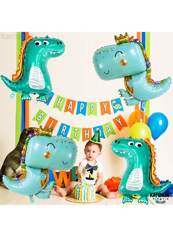 KATCHON Large Girl Dinosaur Balloon 35 Inch Pack Of 4 ; Dinosaur Birthday Party Supplies ; Dino Balloons Baby Dinosaur Party Decorations ; Girl Dinosaur Balloons Dinosaur Baby Shower Decorations  - Image 4