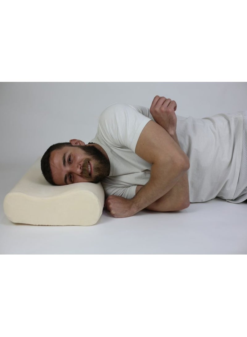 ماكس كمفورت مخدة طبية للنوم – ميموري فوم أمريكي، للوقاية من آلام الرقبة، مقاس 50×30×11 سم، لون أوف وايت - Image 3